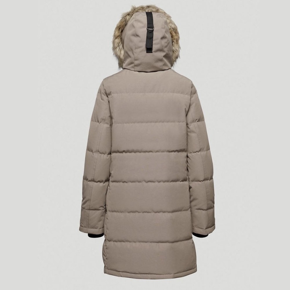 Aritzia Tna The Powder Parka Mid Length Jacket Taupe Goose Down LIKEW NEW SMALL - Picture 2 of 12
